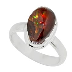 4.69cts solitaire natural mexican fire agate fancy silver ring size 6.5 y26318