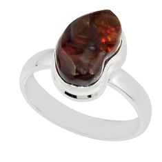 4.69cts solitaire natural mexican fire agate fancy silver ring size 7.5 y26334