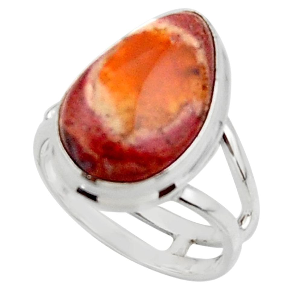 9.05cts solitaire natural mexican fire opal 925 silver ring size 6 r50815