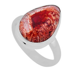 10.68cts solitaire natural mexican fire opal pear silver ring size 9.5 n34238