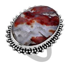 24.07cts solitaire natural mexican laguna lace agate silver ring size 7.5 n33366