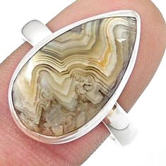 11.42cts solitaire natural mexican laguna lace agate silver ring size 10 u47979