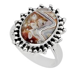 6.36cts solitaire natural mexican laguna lace agate silver ring size 5 y77606
