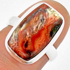 8.73cts solitaire natural mexican laguna lace agate silver ring size 6 u89336