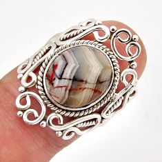 5.08cts solitaire natural mexican laguna lace agate silver ring size 6 y46452