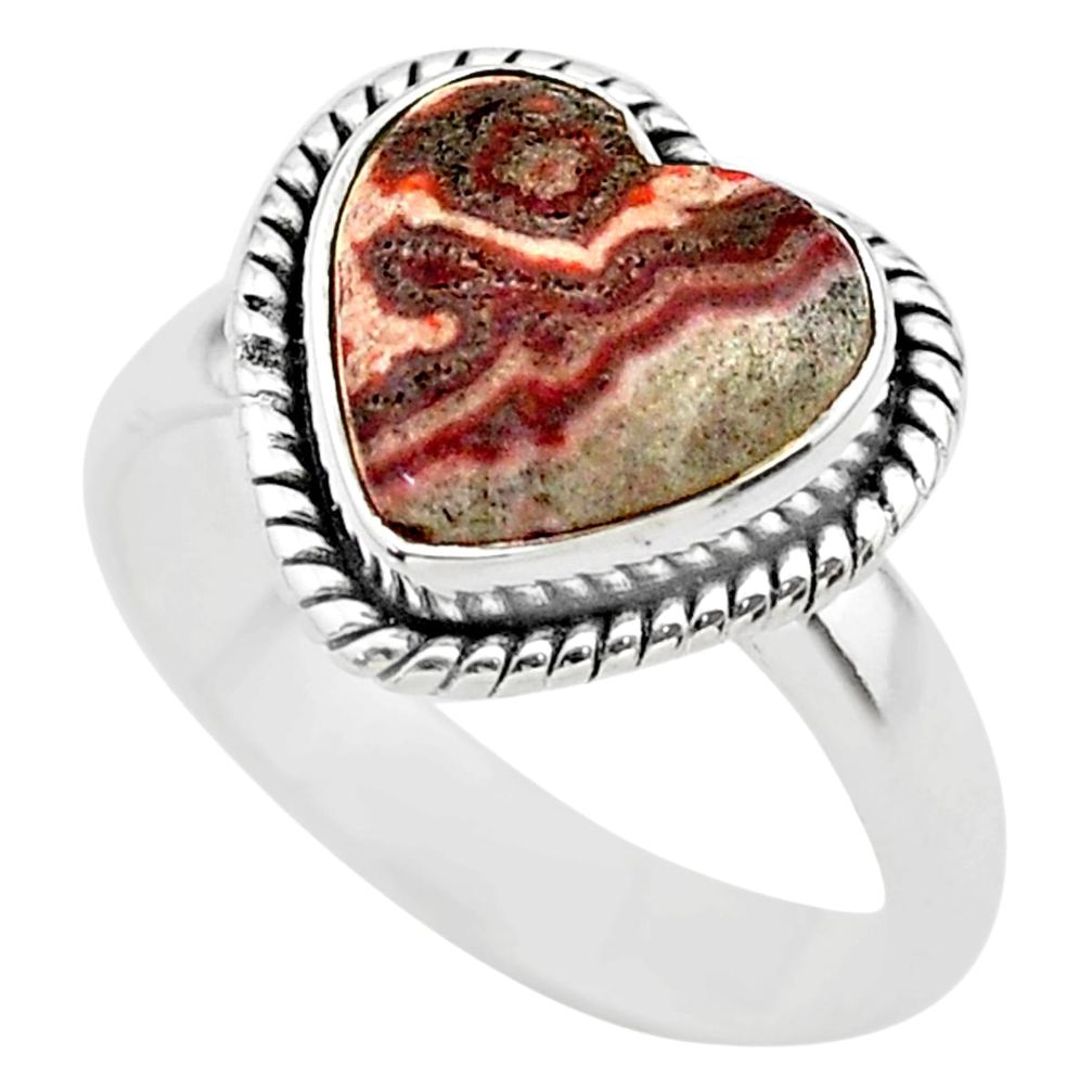 5.10cts solitaire natural mexican laguna lace agate silver ring size 7 t29209