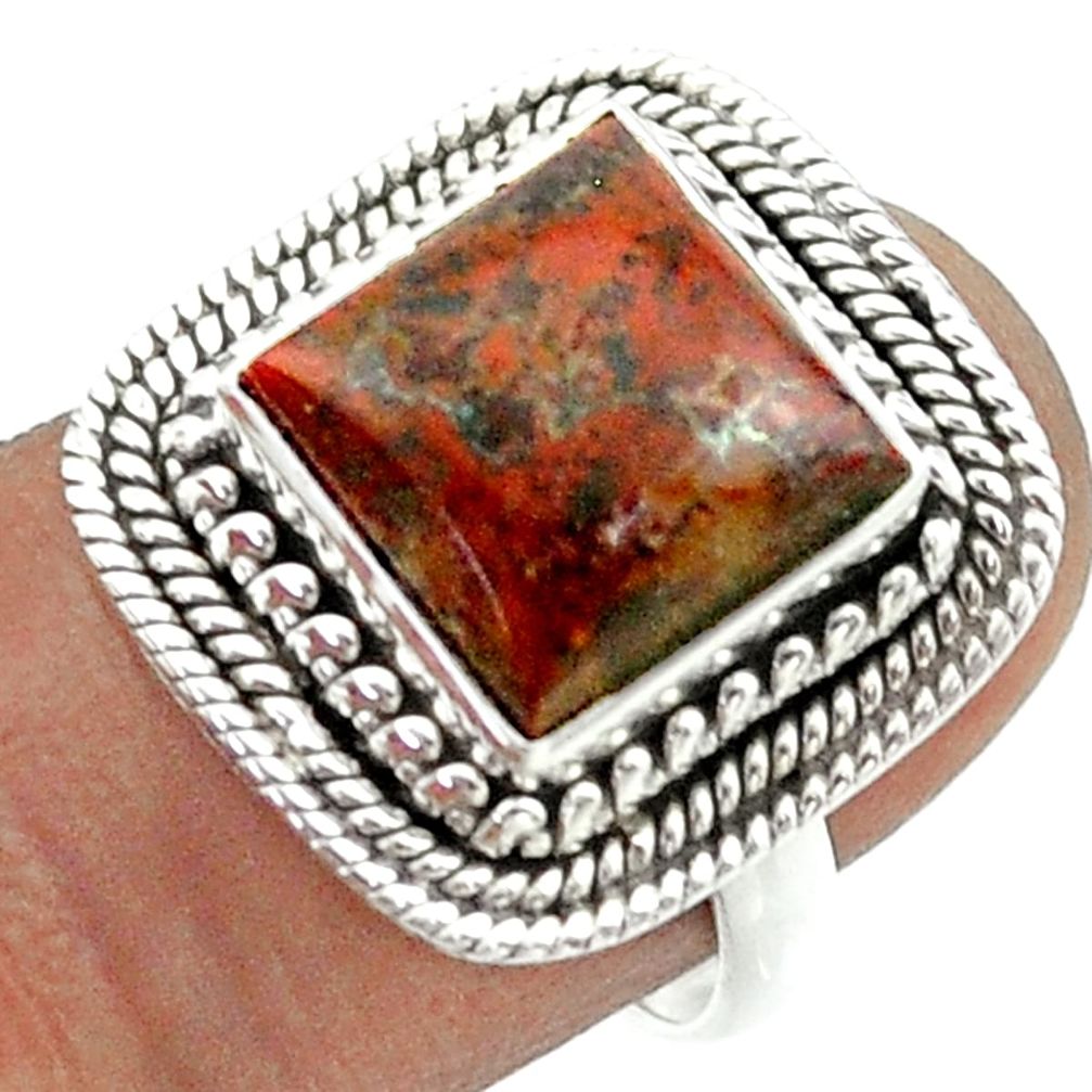 5.27cts solitaire natural mexican laguna lace agate silver ring size 7 t55972