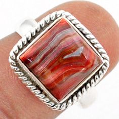 5.63cts solitaire natural mexican laguna lace agate silver ring size 7 t81585