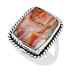 7.31cts solitaire natural mexican laguna lace agate silver ring size 7 y75409