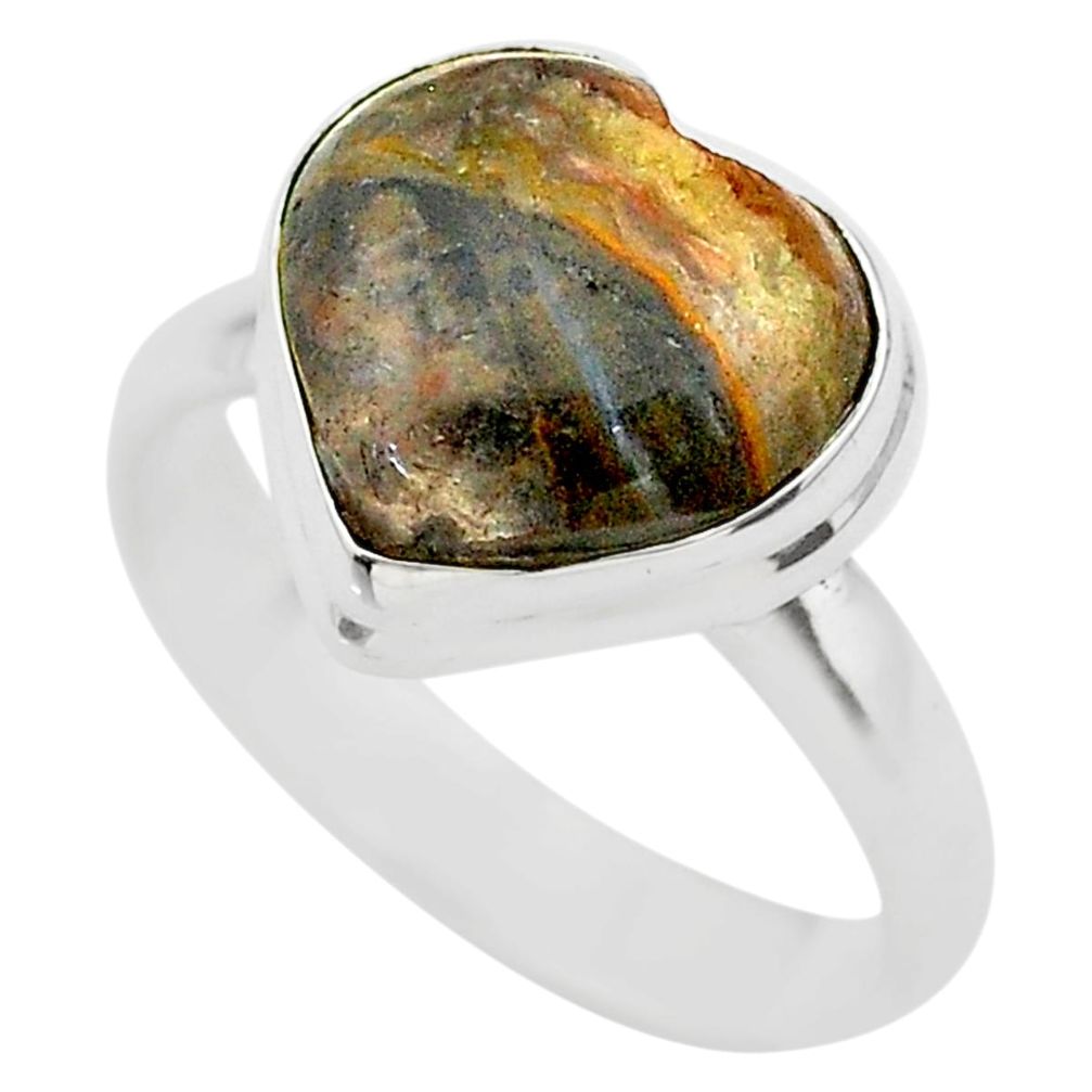 5.38cts solitaire natural mexican laguna lace agate silver ring size 8 t29212