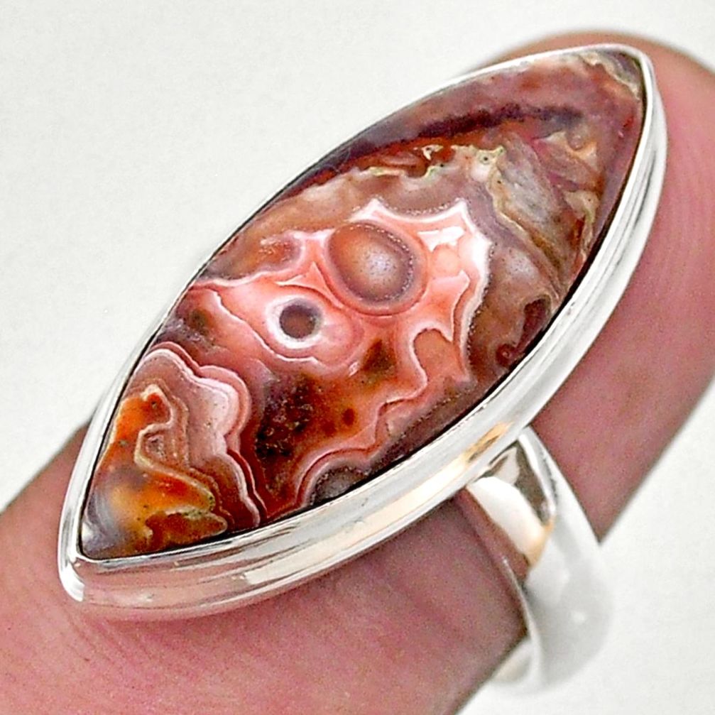 16.03cts solitaire natural mexican laguna lace agate silver ring size 8 t46916