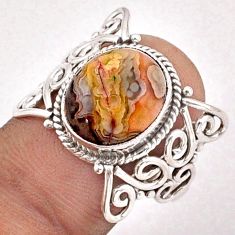 5.10cts solitaire natural mexican laguna lace agate silver ring size 9 t90918