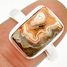 5.90cts solitaire natural mexican laguna lace agate silver ring size 9 u89286