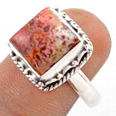 5.52cts solitaire natural mexican laguna lace agate silver ring size 8.5 t80629