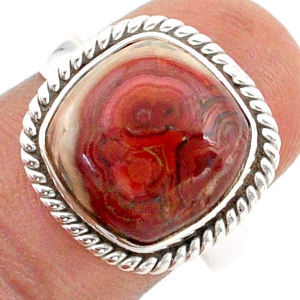 6.29cts solitaire natural mexican laguna lace agate silver ring size 7.5 t81586