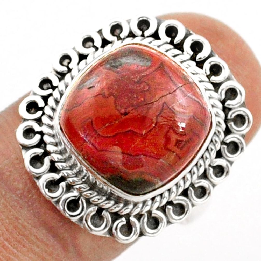 6.58cts solitaire natural mexican laguna lace agate silver ring size 7.5 t81590