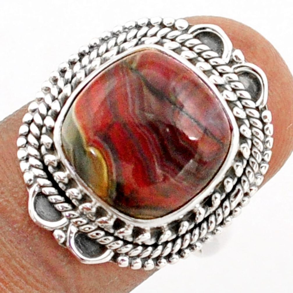 6.78cts solitaire natural mexican laguna lace agate silver ring size 7.5 t81593