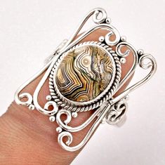 5.08cts solitaire natural mexican laguna lace agate silver ring size 8.5 t91041