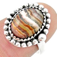 8.86cts solitaire natural mexican laguna lace agate silver ring size 7.5 u39378