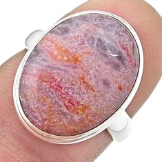 11.42cts solitaire natural mexican laguna lace agate silver ring size 6.5 u47995