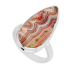 14.15cts solitaire natural mexican laguna lace agate silver ring size 9.5 y69026