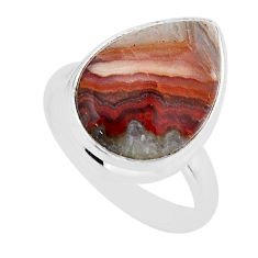 11.89cts solitaire natural mexican laguna lace agate silver ring size 8.5 y69052