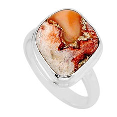 6.58cts solitaire natural mexican laguna lace agate silver ring size 7.5 y72007