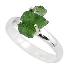 5.43cts solitaire natural moldavite (genuine czech) silver ring size 10 t87105