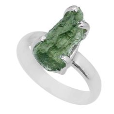 Clearance Sale- 4.93cts solitaire natural moldavite (genuine czech) silver ring size 7 u78007