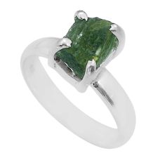 Clearance Sale- 4.25cts solitaire natural moldavite (genuine czech) silver ring size 7 u78016