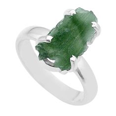 Clearance Sale- 4.69cts solitaire natural moldavite (genuine czech) silver ring size 7 u78052