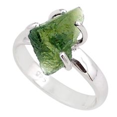 5.21cts solitaire natural moldavite (genuine czech) silver ring size 8 t87174
