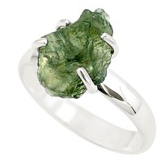 5.22cts solitaire natural moldavite (genuine czech) silver ring size 9 t87122