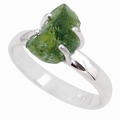 5.22cts solitaire natural moldavite (genuine czech) silver ring size 9 t87163