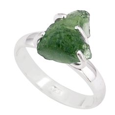 5.43cts solitaire natural moldavite (genuine czech) silver ring size 9 t87172