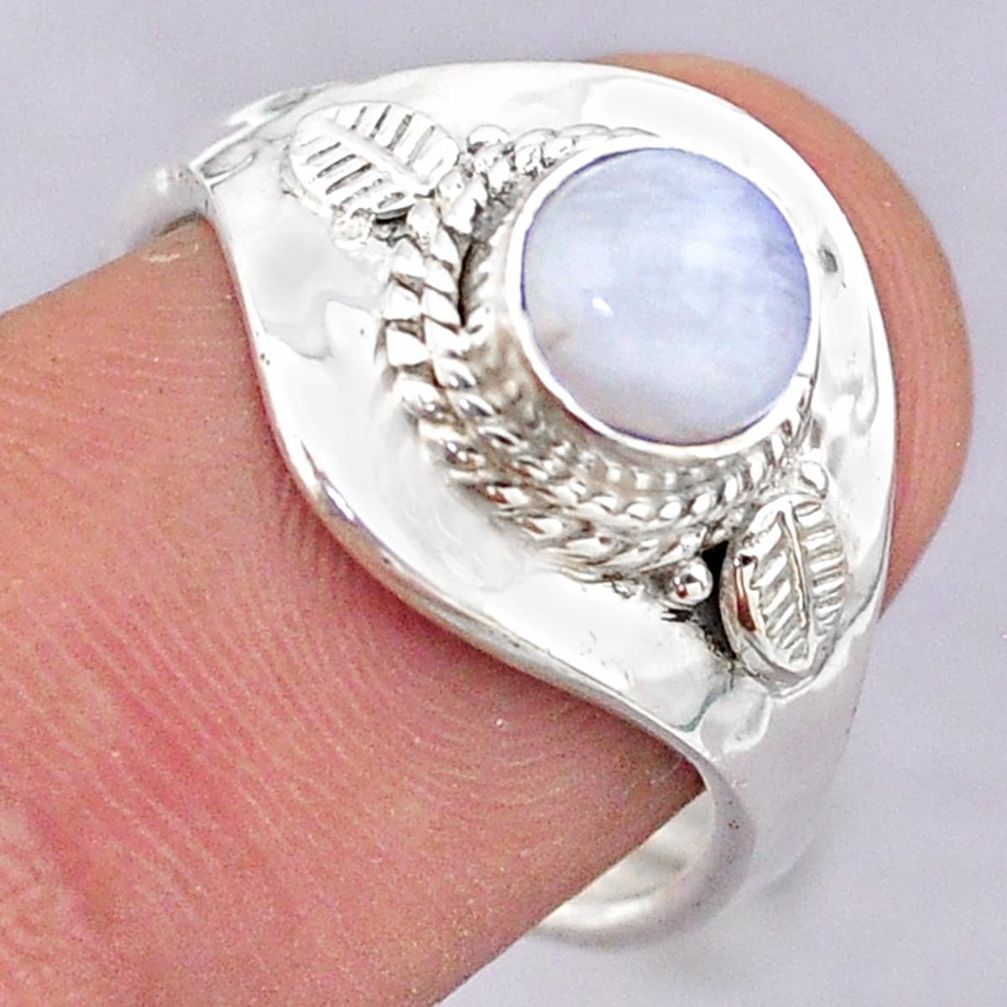 1.23cts solitaire natural moonstone 925 silver adjustable ring size 8 t32211