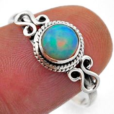 1.03cts solitaire natural multi color ethiopian opal silver ring size 9.5 n48232
