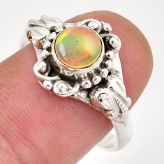 1.10cts solitaire natural multi color ethiopian opal silver ring size 8 y46487