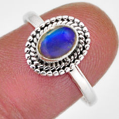 1.48cts solitaire natural multi color ethiopian opal silver ring size 8 y82973
