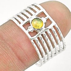 0.35cts solitaire natural multi color ethiopian opal silver ring size 9 u36258