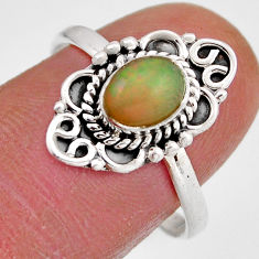 1.59cts solitaire natural multi color ethiopian opal silver ring size 8.5 y82968