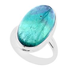 16.63cts solitaire natural multi color fluorite 925 silver ring size 8.5 u38633