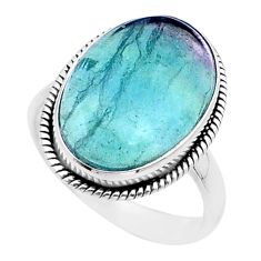 12.36cts solitaire natural multi color fluorite 925 silver ring size 9.5 u38659