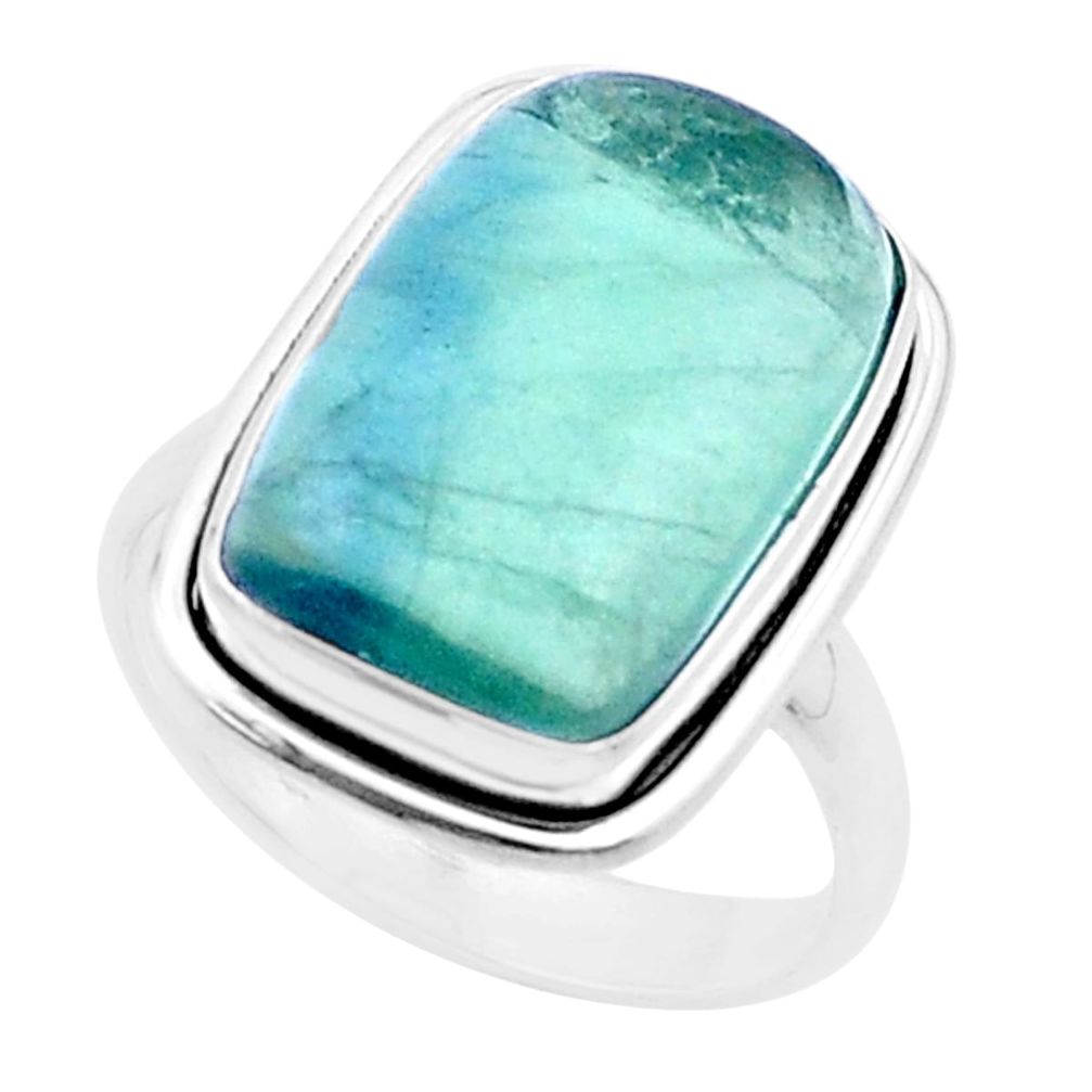 16.70cts solitaire natural multi color fluorite 925 silver ring size 9.5 u38679