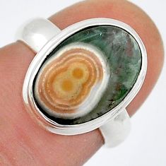 6.33cts solitaire natural multi color ocean sea jasper silver ring size 5 u87843