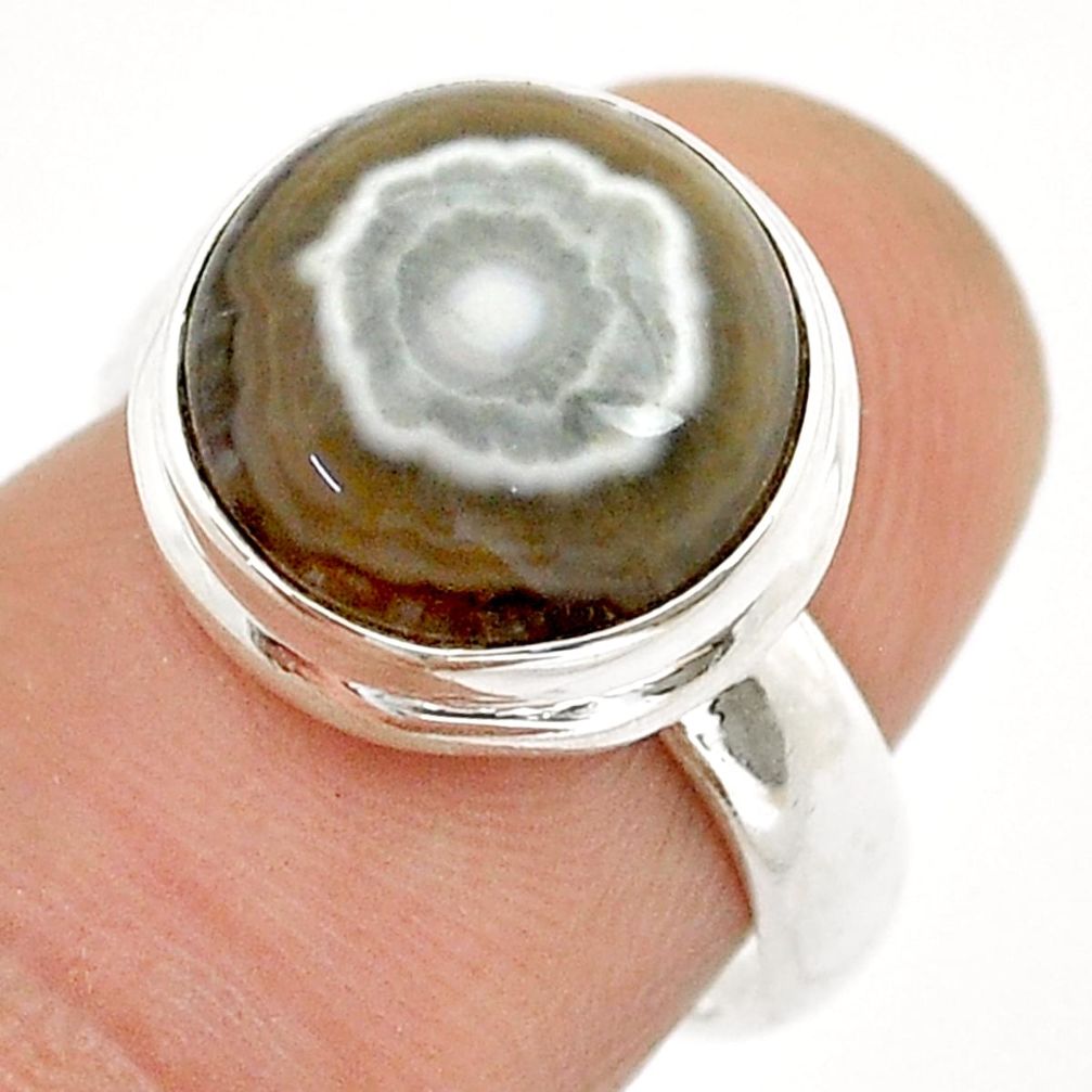 6.07cts solitaire natural multi color ocean sea jasper silver ring size 6 u88167