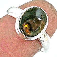 3.50cts solitaire natural multicolor ammolite 925 silver ring size 7 t18975