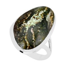 15.85cts solitaire natural ocean sea jasper 925 silver ring size 10.5 y67234