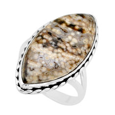 20.28cts solitaire natural ocean sea jasper 925 silver ring size 10.5 y67237