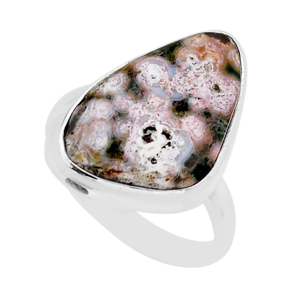 12.85cts solitaire natural ocean sea jasper fancy silver ring size 9.5 y67239